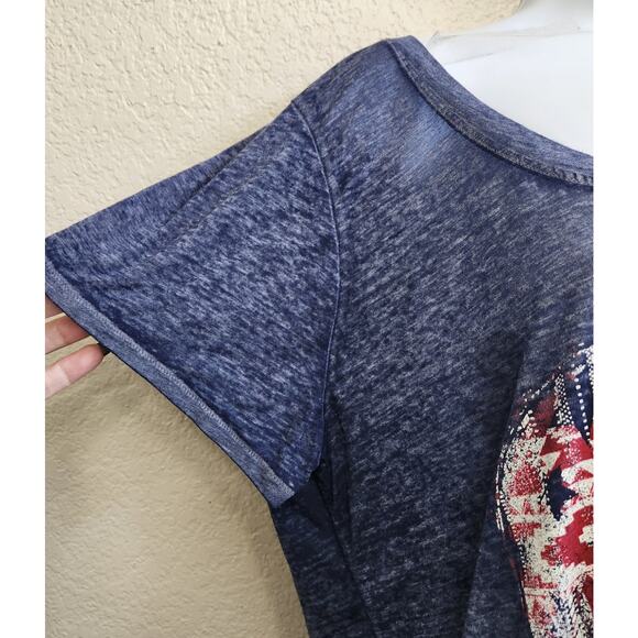 Arizona Jean Blue Graphic Americana Heart Logo Top XXL Lightweight Soft Stretch - Picture 2 of 5